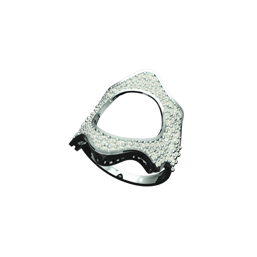 Angled view of Tribhanga Radiant Ripple Crown Ring showcasing sculptural depth.