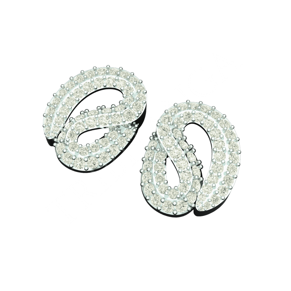 Angled view of Tribhanga Infinite Bloom Diamond Studs showing 3D contours.
