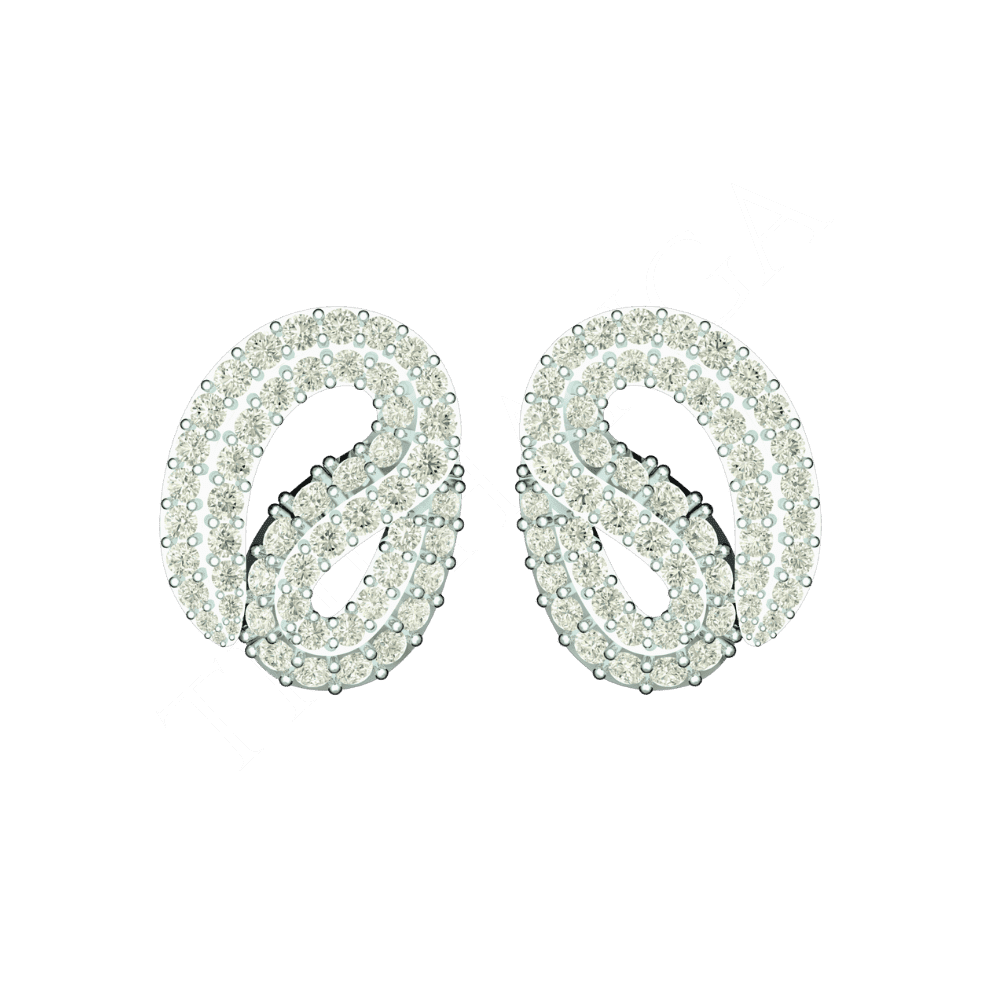 Tribhanga Infinite Bloom Diamond Studs in white gold front view.