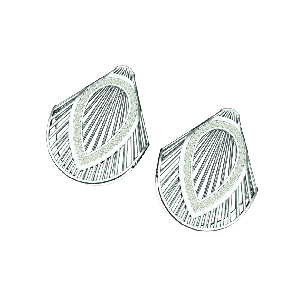 Angled view of Tribhanga Prism Wing Diamond Studs showing 3D structural depth.