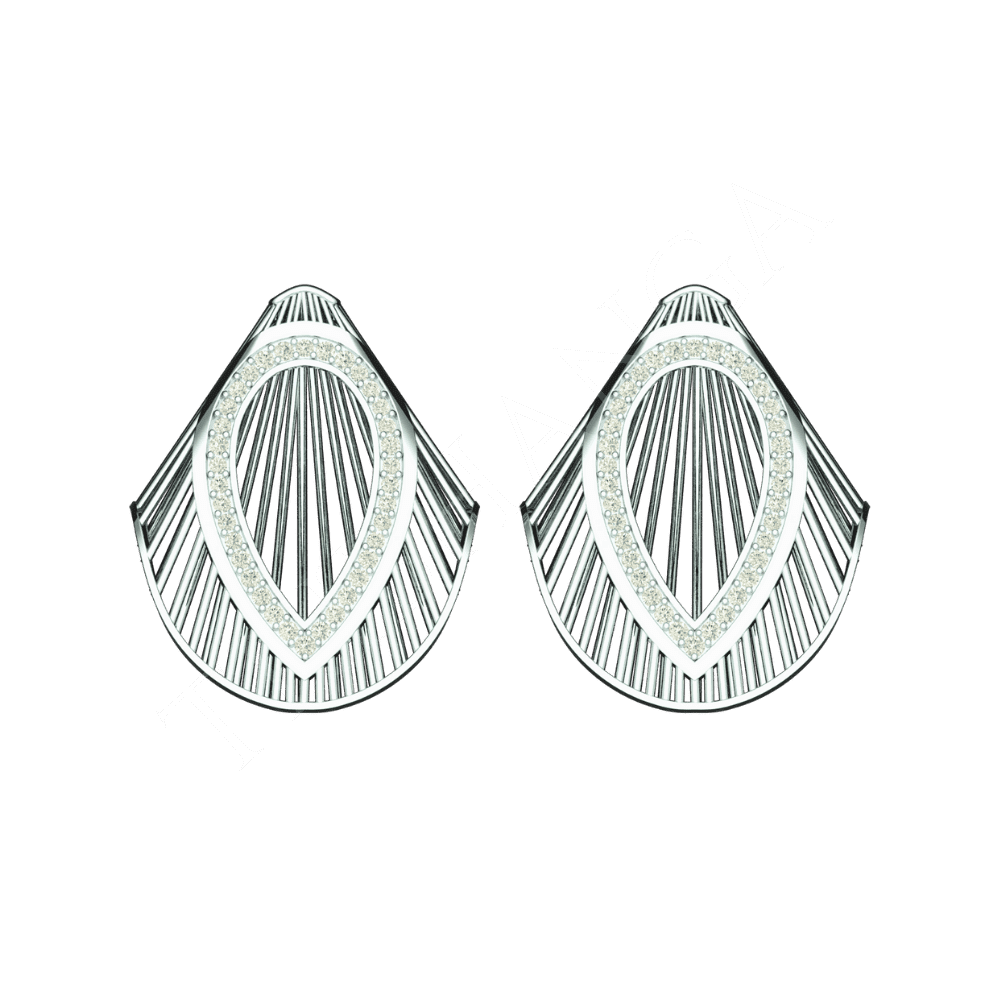 Tribhanga Prism Wing Diamond Studs in white gold front view.
