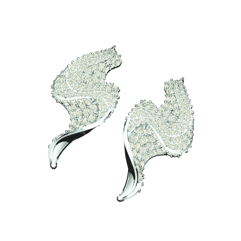 Angled view of Tribhanga Serpentine Diamond Studs showing 3D contours.