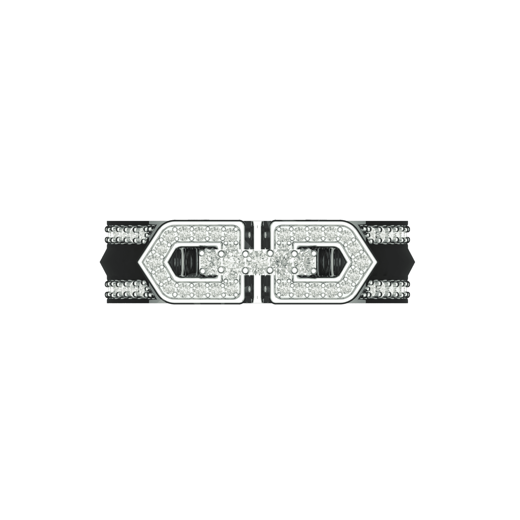 Tribhanga Dual-Prism Link Diamond Ring front view showing hexagonal motifs.