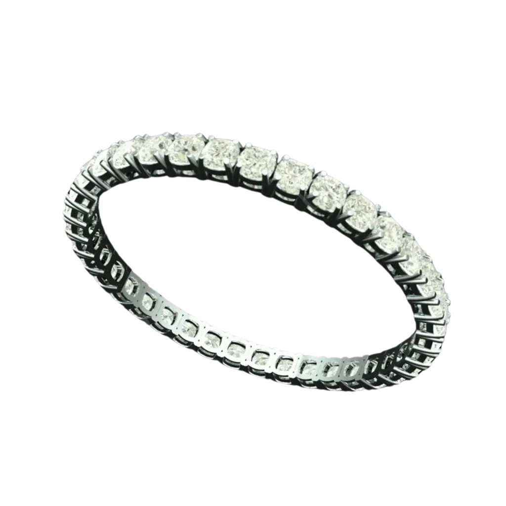 Cushion white gold bracelet with classic tennis design.