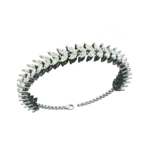 Tribhanga white gold marquise diamond bracelet in leaf pattern.