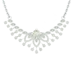 Front view of the Tribhanga bridal diamond necklace featuring a radiant sunburst design.