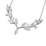 Angled view of the Tribhanga diamond pendant necklace showing the setting depth and sparkle.