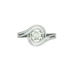 Top view of the Tribhanga swirl diamond ring displaying the spiral layout.