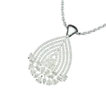 Angled view of the Tribhanga tiered diamond pendant showing the layered structure.
