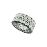 Angled view of the Tribhanga wide diamond ring showing the multi-row setting.